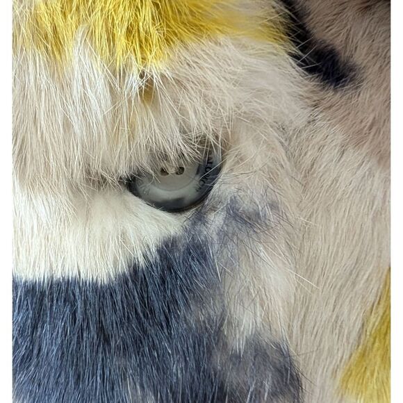 YVES SALOMON Enfant Rabbit Fur Star Pattern Coat Girl's Size 6 NWOT - Picture 7 of 9